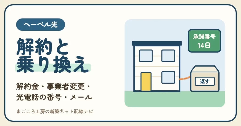ヘーベル光の解約金と解約の手順｜事業者変更の承諾番号・光電話の番号・メールアドレス・機器の返却と、乗り換えの費用