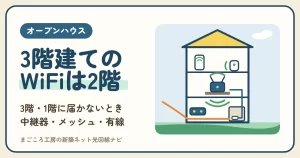 オープンハウスの3階建てでWiFiの親機は何階に置く？｜3階や1階に届かないときの中継器・メッシュ・有線の2台目