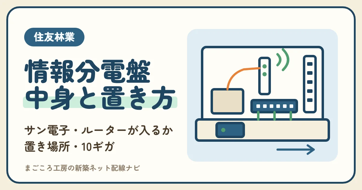 住友林業の情報分電盤とは|サン電子の中身・ルーターが入るか・置き場所・10ギガのオプション